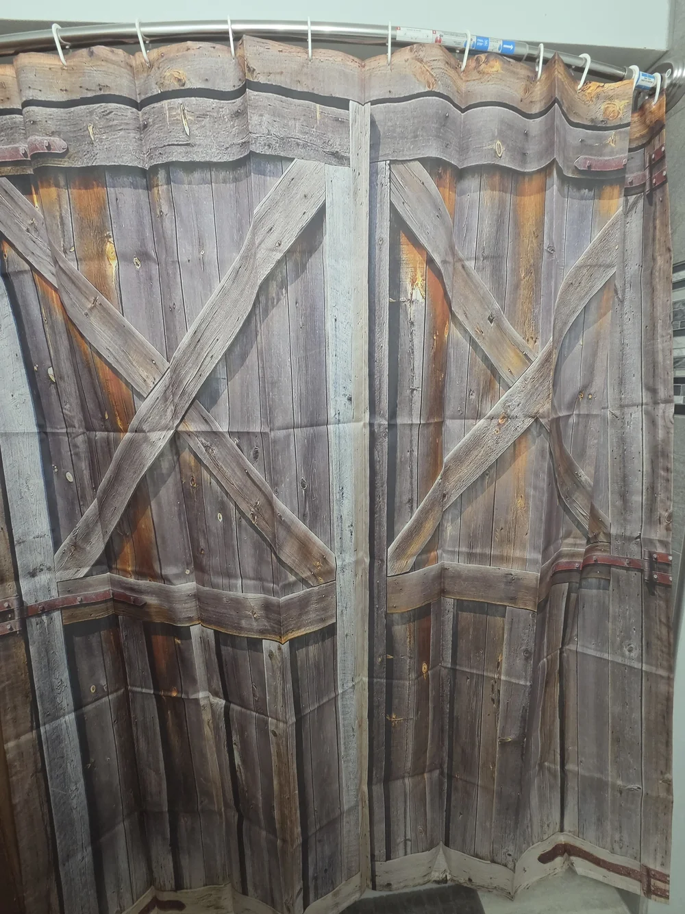 Rustic Barn Door Shower Curtain - Wood Plank Print